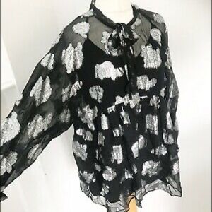 ZARA black and silver sheer flowy dress